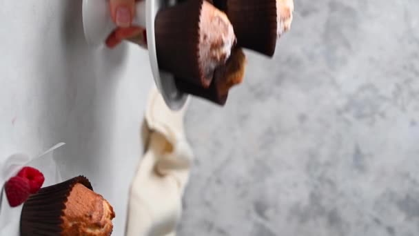 Classic Homemade Muffins Cake Stand Vertical Video — Vídeos de Stock