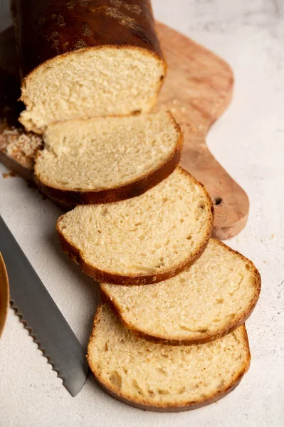 Roti Lapis Persegi Buatan Sendiri Roti Sourdough Dipotong Dalam Irisan — Stok Foto