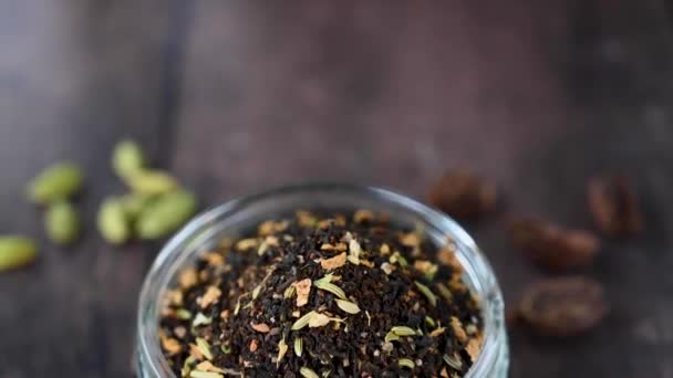 Suszona Herbata Masala Indian Chai Przyprawami — Wideo stockowe