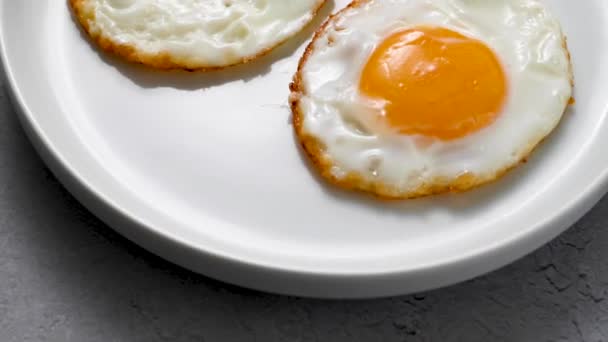 Fried Eggs Plate Food Breakfast Healthy Proteins — Stock Video