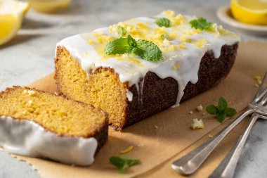 Limonlu somun kek, ev yapımı yumuşak şekerli kek..