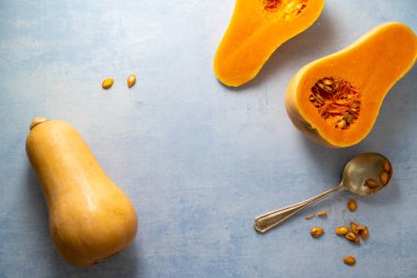 Fıstık ezmesi kabak soyut arkaplanı kopyalama alanı ile