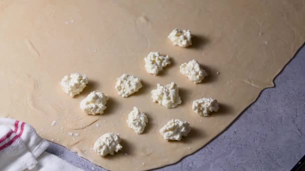 라비올리 리코타와 코티지 치즈를 반죽에 채우는 — 비디오