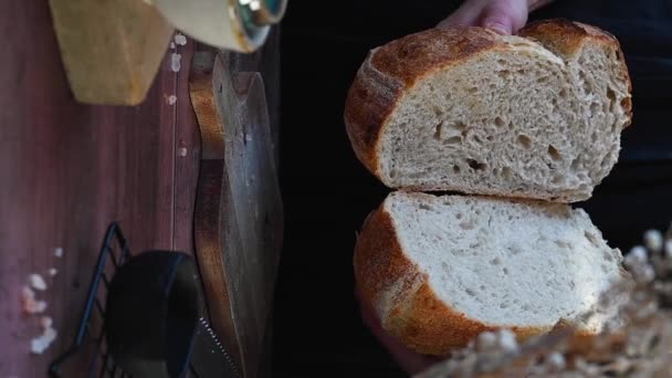 Artisan Προζύμη Υγιεινό Ψωμί Υψηλή Ενυδάτωση — Αρχείο Βίντεο