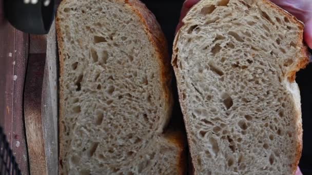 Artisan Sourdough Healthy Bread Home Baking Dark Moody — Stock Video