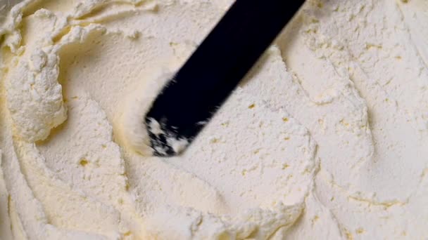 Размешивание Взбитых Сливок Миске Приготовление Белого Крема Торта — стоковое видео