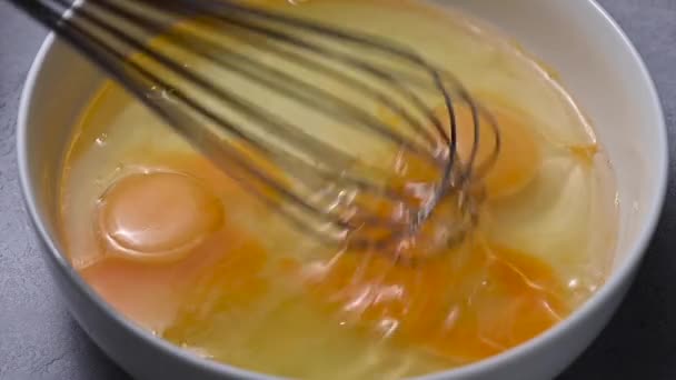 Whisking Eggs Cooking Omelette Baking Pastry Protein Food — Video Stock