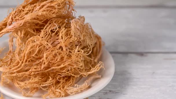 Sea Moss Rumput Laut Kering Yang Digunakan Sebagai Suplemen Makanan — Stok Video