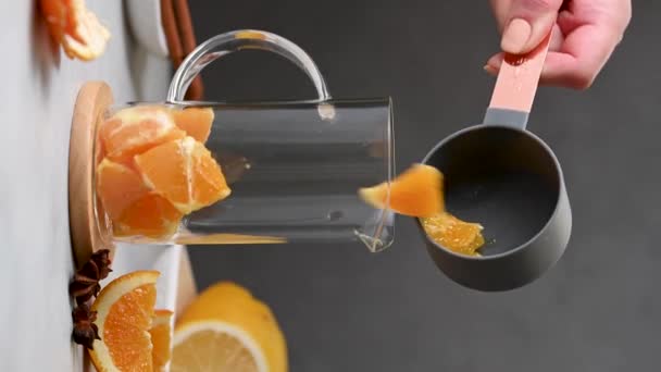 Immunologiczny Napój Wzmacniający Imbir Owoce Pomarańczowe Kurkuma Zdrowy Napój — Wideo stockowe