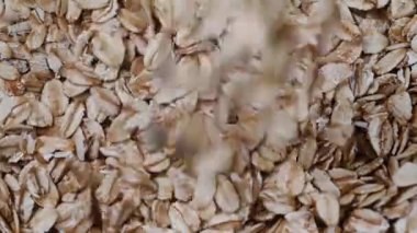 Yulaf ezmesi lapa dokusunu kapatır. Makro çekim. 