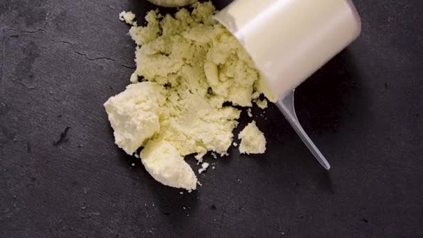 Bílý Vanilkový Prášek Syrovátky Kopečcích Doplněk Stravy Výživa Zdravý Životní — Stock video