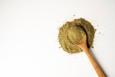 Moringa Matcha Buğday Çimi Yeşil Tozu. Yiyecek takviyesi, sağlıklı besin yaşam tarzı.