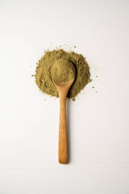 Moringa Matcha Buğday Çimi Yeşil Tozu. Yiyecek takviyesi, sağlıklı besin yaşam tarzı.