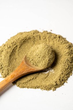 Moringa Matcha Buğday Çimi Yeşil Tozu. Yiyecek takviyesi, sağlıklı besin yaşam tarzı.