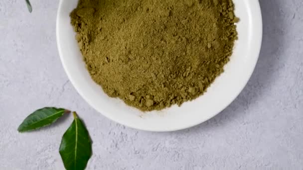 Moringa Matcha Wheatgrass Green Powder Doplněk Stravy Zdravý Životní Styl — Stock video