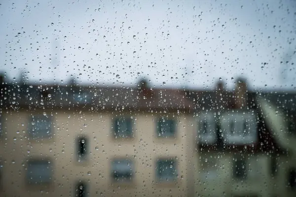 Drops Rain Window Glass Concept Rainy Weather — Stock Photo, Image