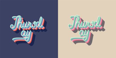 Perşembe tipografi düzenlenebilir renk efekti şablonu 3 boyutlu gölge tarzında. Marka, iş logosu veya takvim tasarımı için uygun