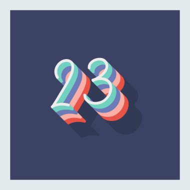 Mavi arkaplanda izole edilmiş üç boyutlu 23 numara