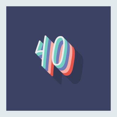 Mavi arkaplanda 3 boyutlu 40 numara izole edildi