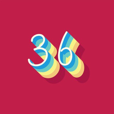 Kırmızı arkaplanda 3D biçiminde 36 numara izole edildi