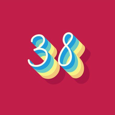 Kırmızı arkaplanda izole edilmiş 3D biçiminde 38 numara