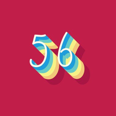 Kırmızı arkaplanda 3 boyutlu 56 numara izole edildi