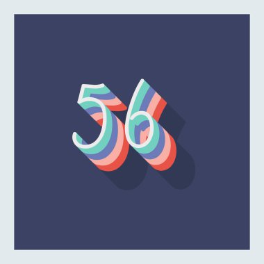 Rakam veya 56 numara, 3D gölge rakam, tipografi en düşük tasarım.