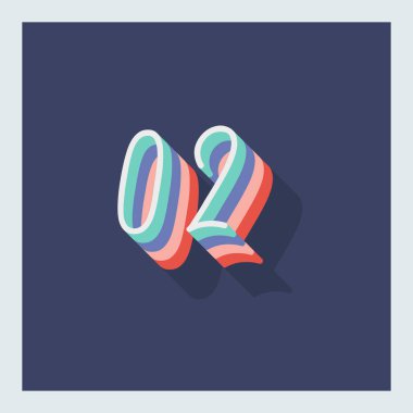 Rakam ya da 2 numara, 3 boyutlu gölge rakam, en az tasarım.