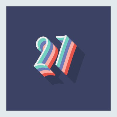 Rakam ya da 27 numara, 3D gölge rakam, tipografi asgari tasarım.