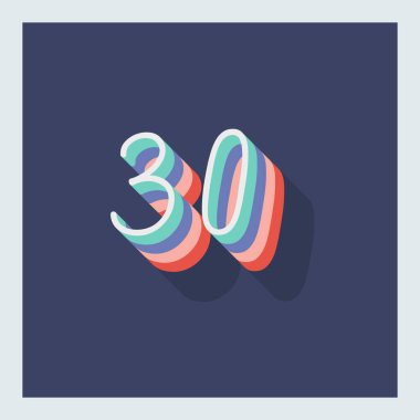 Rakam veya numara 30, 3D gölge rakam, tipografi asgari tasarım.