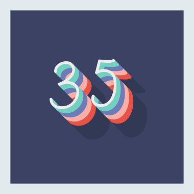 Rakam veya numara 35, 3D gölge rakam, tipografi asgari tasarım.