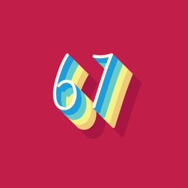 Kırmızı arkaplanda izole edilmiş üç boyutlu 67 numara