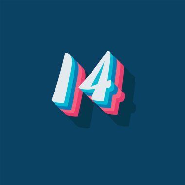 14 rakamlı 3d grafik poster arkaplanı