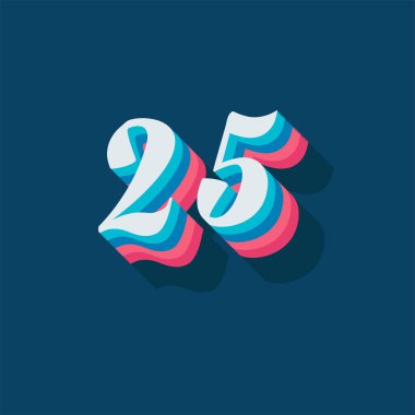 25 rakamlı 3d grafik poster arkaplanı