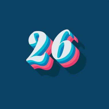 26 rakamlı 3d grafik poster arkaplanı