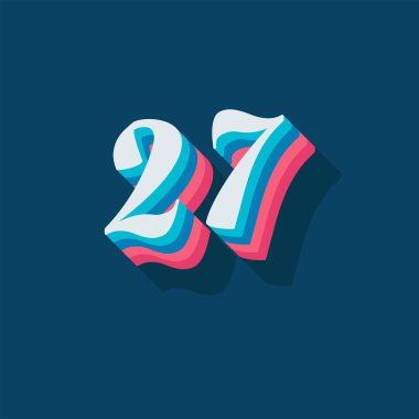 27 rakamlı 3d grafik poster arkaplanı