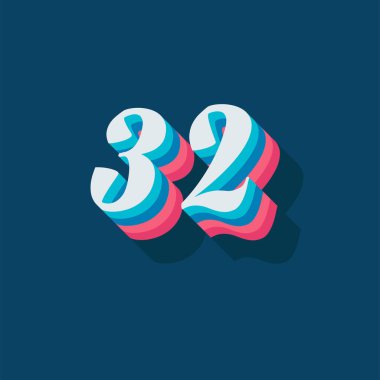 32 rakamlı 3d grafik poster arkaplanı