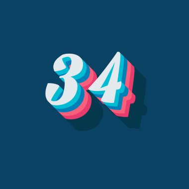 34 rakamlı 3d grafik poster arkaplanı