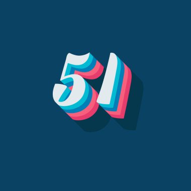 creative 3D poster with number 51 clipart