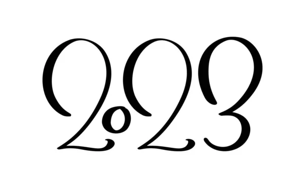 矢量字体手绘书法黑色数字文字2023 祝您新年快乐 老式圣诞插图设计 — 图库矢量图片