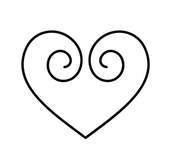 Signe Dessiné Main Coeur Monoline Amour Noël Vector Illustration Romantique — Image vectorielle