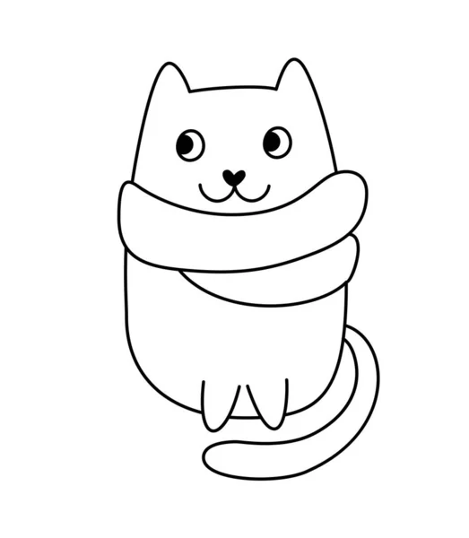 Nettes Baby Weihnachten Cartoon Vektor Katze Schal Gewickelt Schwarz Weiße — Stockvektor