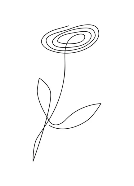 Цветочный Вектор Роз Логотип Одной Линии Минималистский Контур Рисования Монолина — стоковый вектор