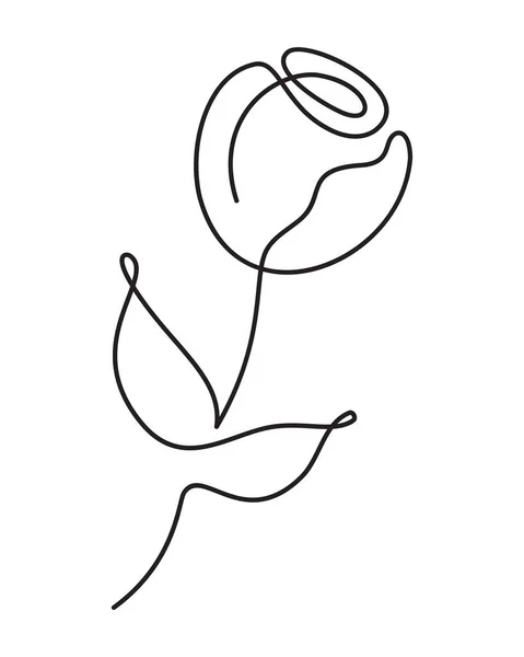 Flower Tulip Διάνυσμα Μία Γραμμή Art Λογότυπο Μινιμαλιστικό Περίγραμμα Σχέδιο — Διανυσματικό Αρχείο