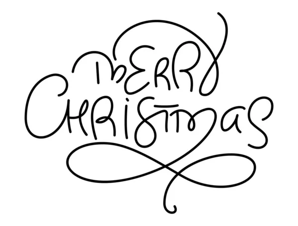 Merry Christmas Hand Lettering Calligraphy Text Isolated White Background Vector — Stock Vector
