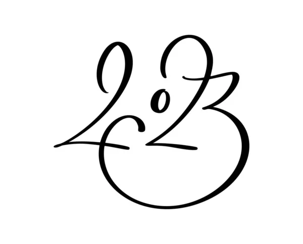 Caligrafia Vetor Vintage Lettering Mão Desenhada Texto Número Preto 2023 — Vetor de Stock
