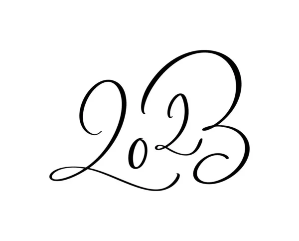 Calligrafia Vintage Vettoriale Lettering Disegnato Mano Numero Nero Testo 2023 — Vettoriale Stock