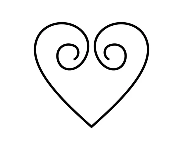 Handritad Jul Kärlek Monolin Hjärta Logotyp Tecken Vektor Romantisk Illustration — Stock vektor