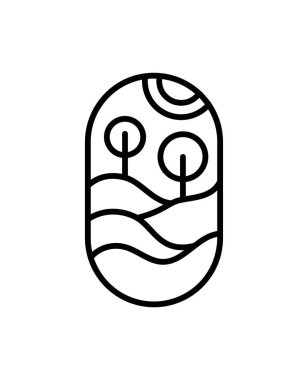 Kafe veya Çiftlik Ürünleri Etiketi Eco Logo Organiği için Klasik Çay Yaprakları. Tropik bitki tasarımı. Yuvarlak amblem doğrusal stili. Doğal ürünler için vektör soyut ikonu, kozmetik tasarımı, ekolojik kavramlar