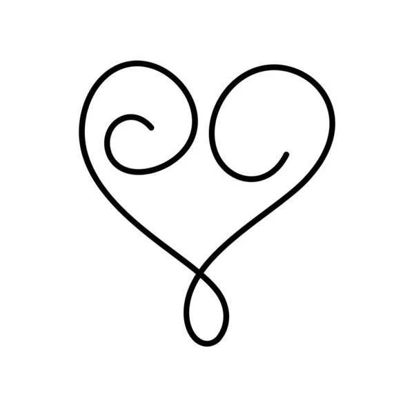 Hand Drawn Love Monoline Christmas Heart Logo Sign Vector Romantic — Stock Vector